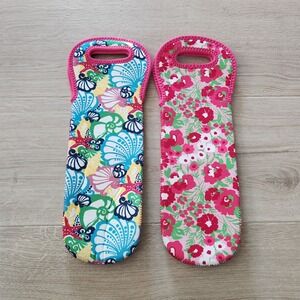 Lilly Pulitzer Wine Bottle Tote Bag Set of 2 - floral + ocean theme prints